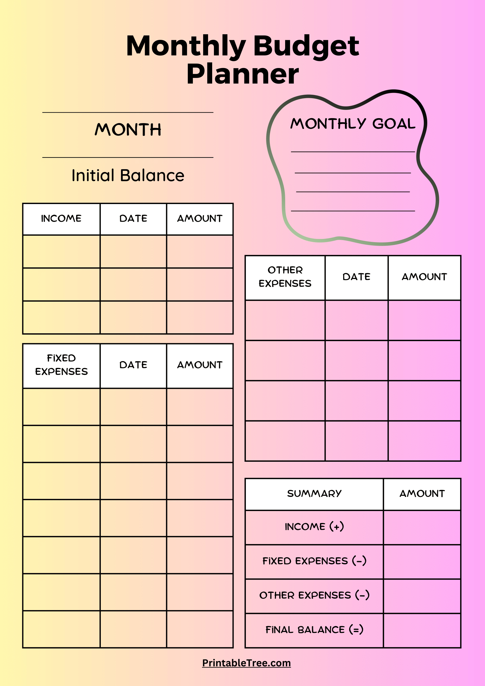 Free Download Printable Monthly Budget Planner Pdf Templates pertaining to Free Printable Budget Sheets Monthly