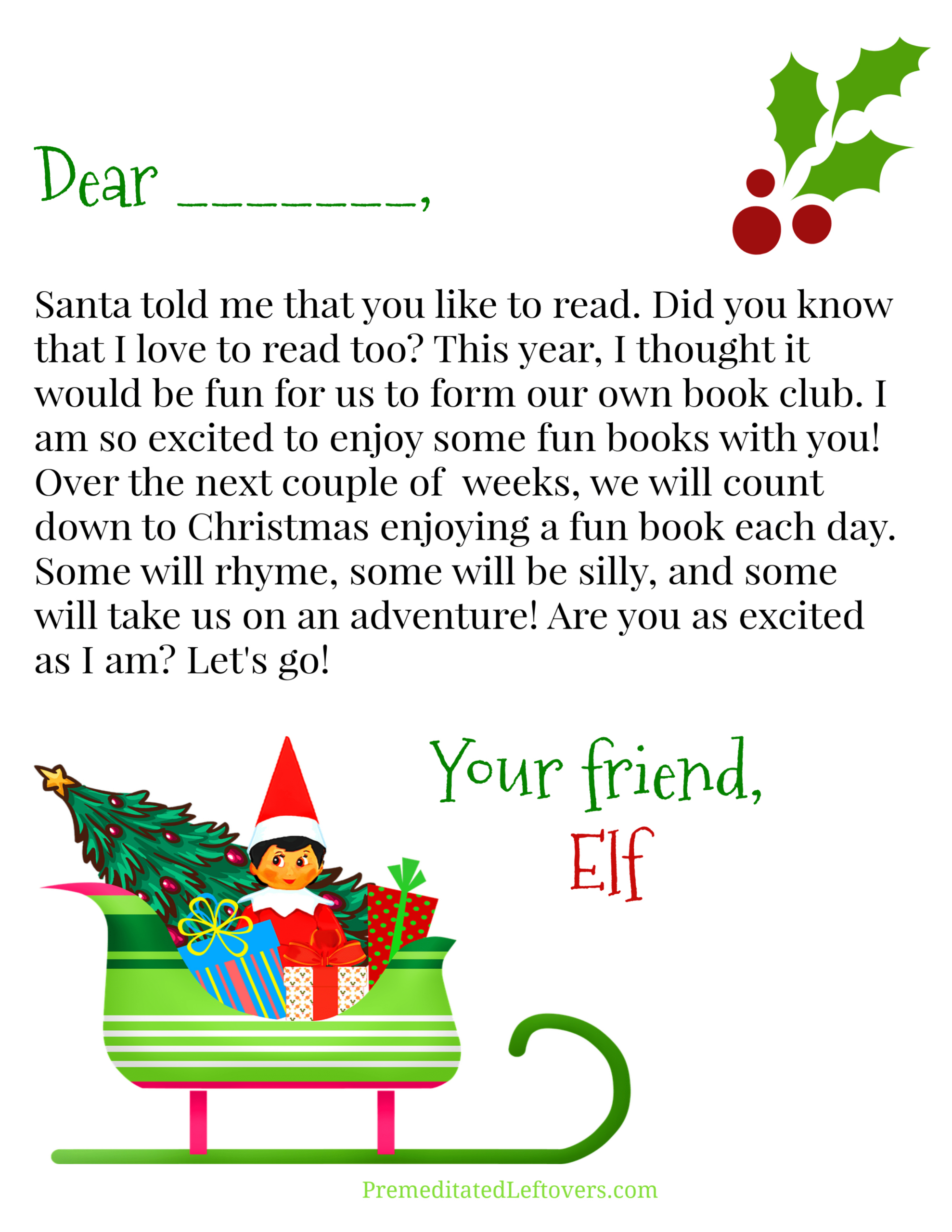 Free Elf On The Shelf Printables - Premeditated Leftovers™ regarding Elf on the Shelf Book Printable