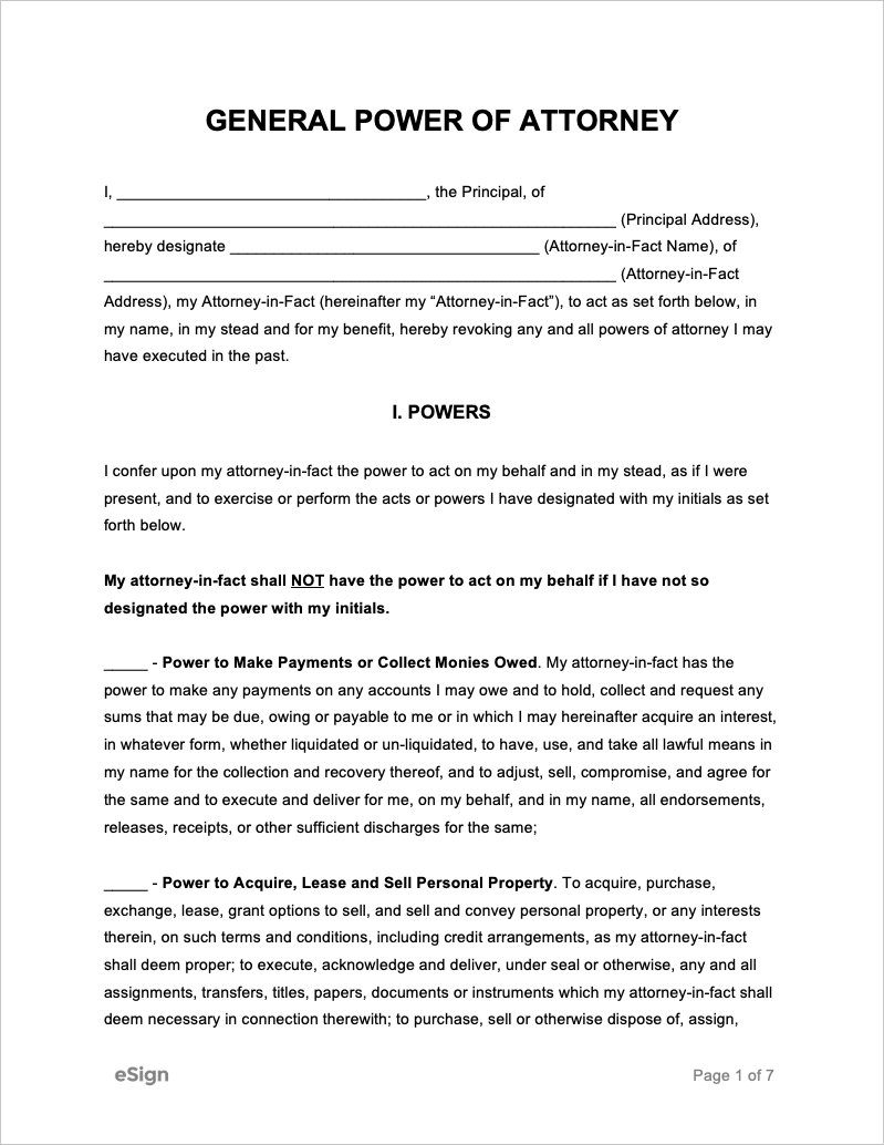 Free General Power Of Attorney Forms | Pdf | Word intended for Pdf Printable Power Of Attorney Form