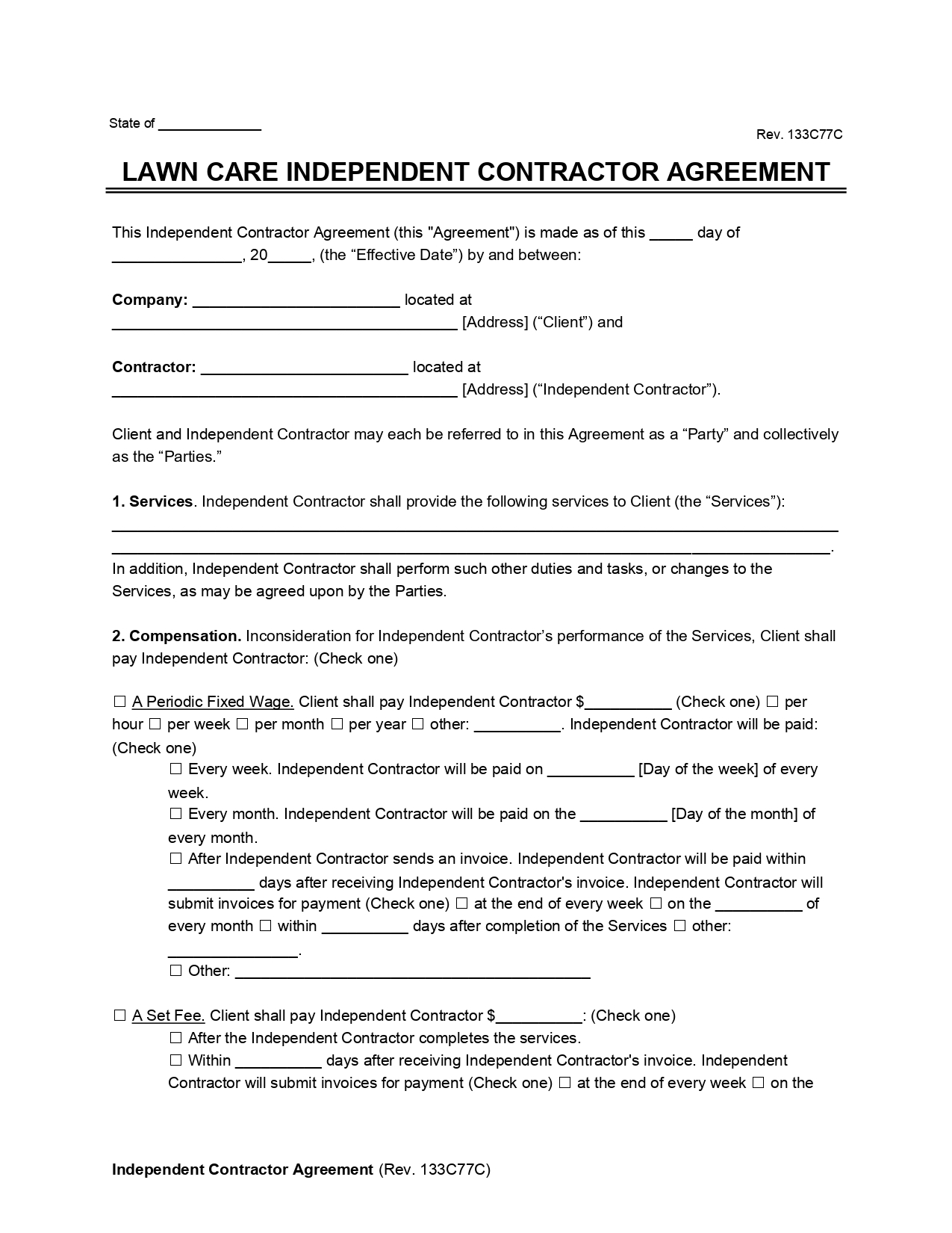 Free Lawn Care Service Contract Template | Pdf & Word throughout Printable Lawn Care Contract Template