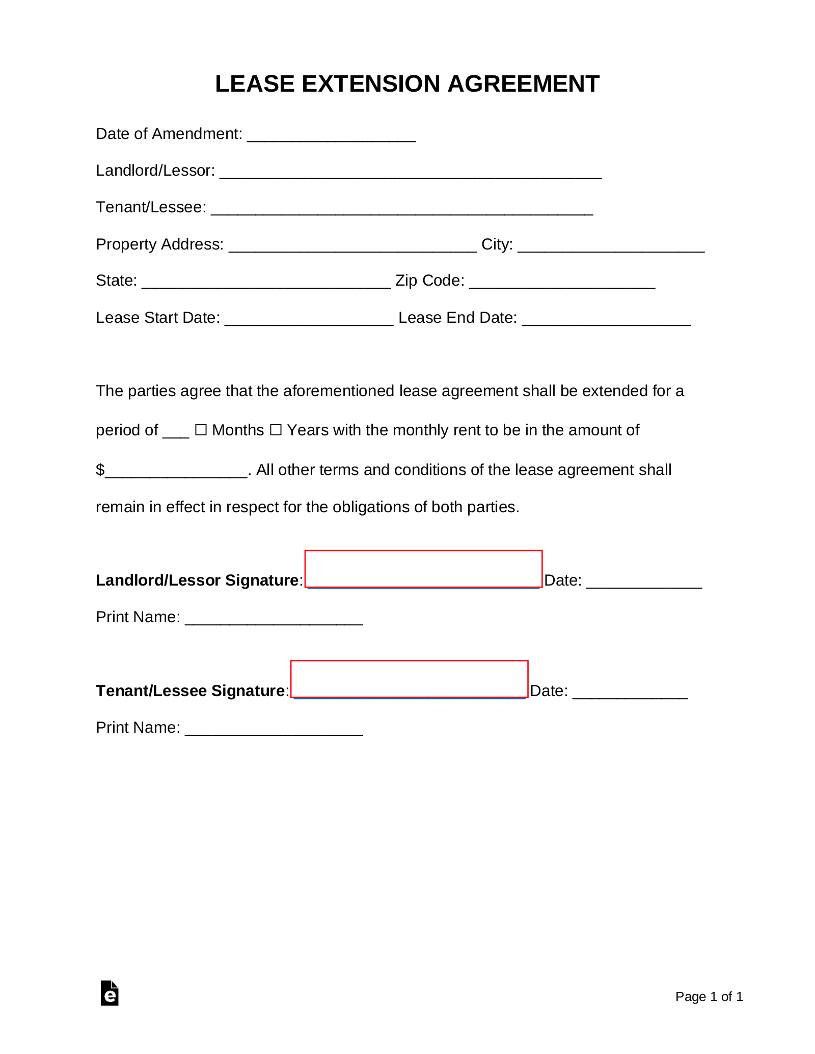 Free Lease Extension Agreement | Residential & Commercial - Pdf regarding Free Printable Lease Renewal Agreement