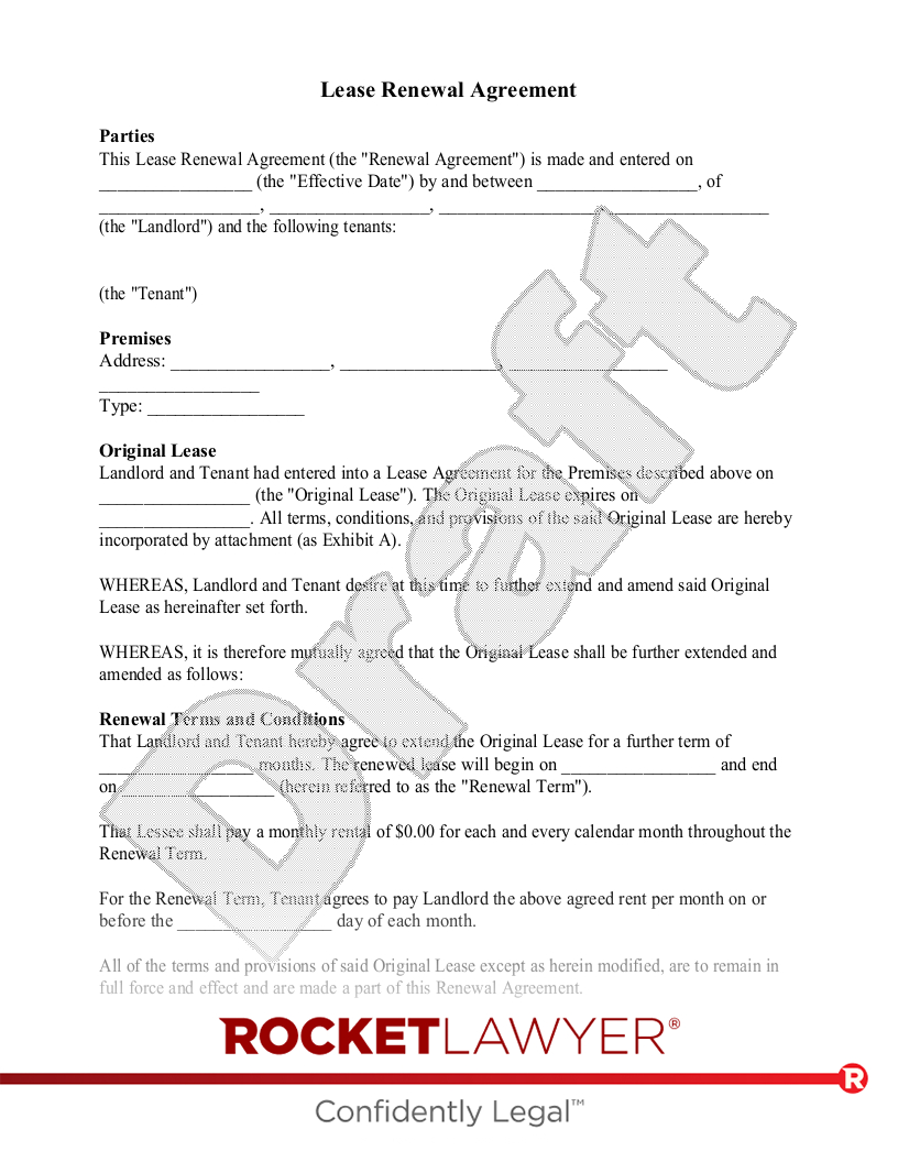 Free Lease Renewal Agreement: Make & Sign - Rocket Lawyer intended for Free Printable Lease Renewal Agreement