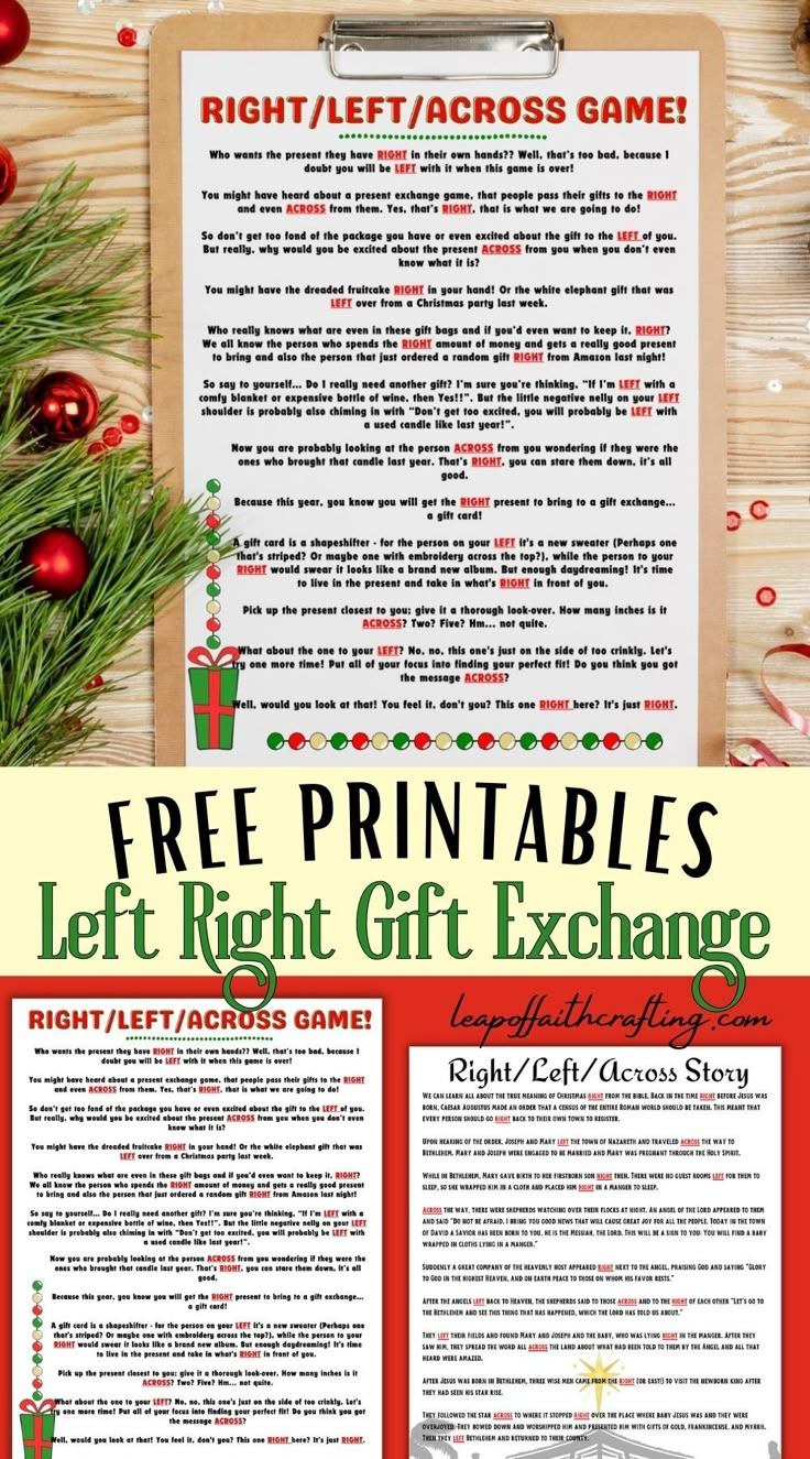 Free Left Right Across Christmas Game Printable (2 Options!) intended for Printable Left Right Christmas Game
