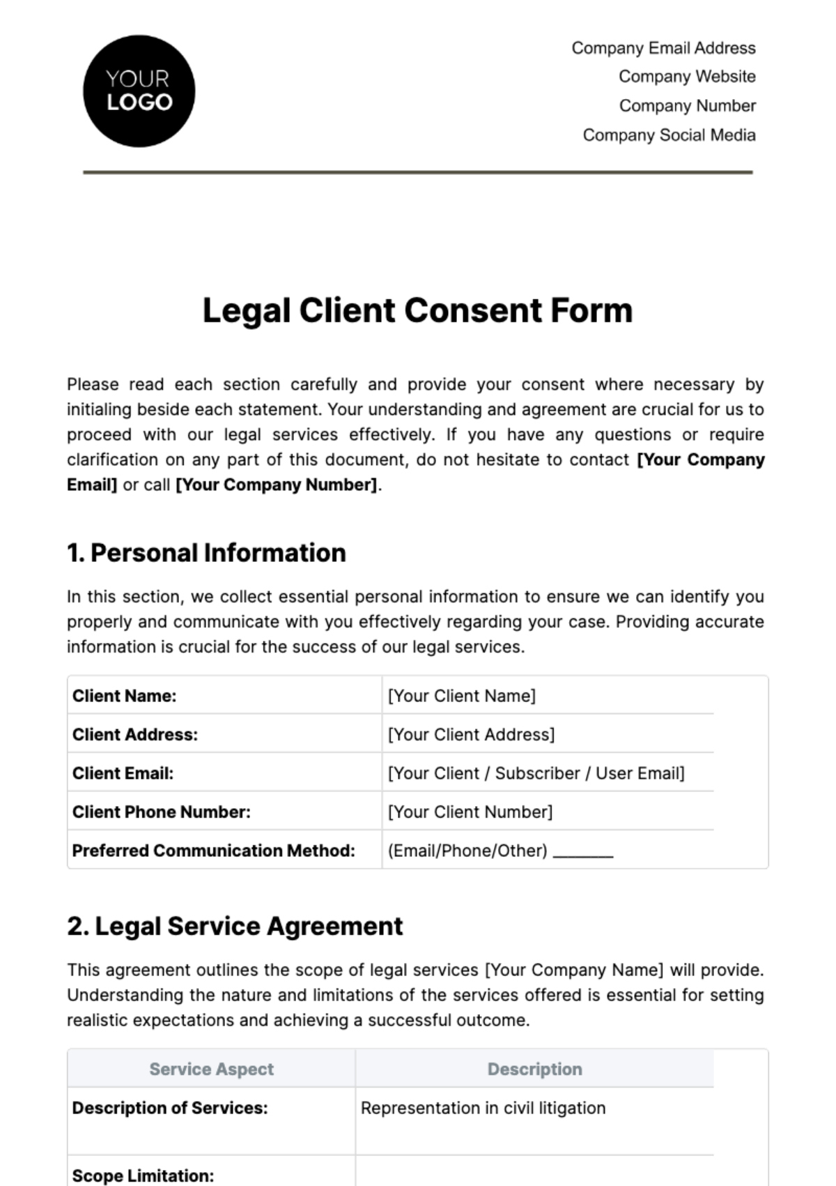 Free Legal Client Consent Form Template To Edit Online pertaining to Free Online Printable Legal Forms