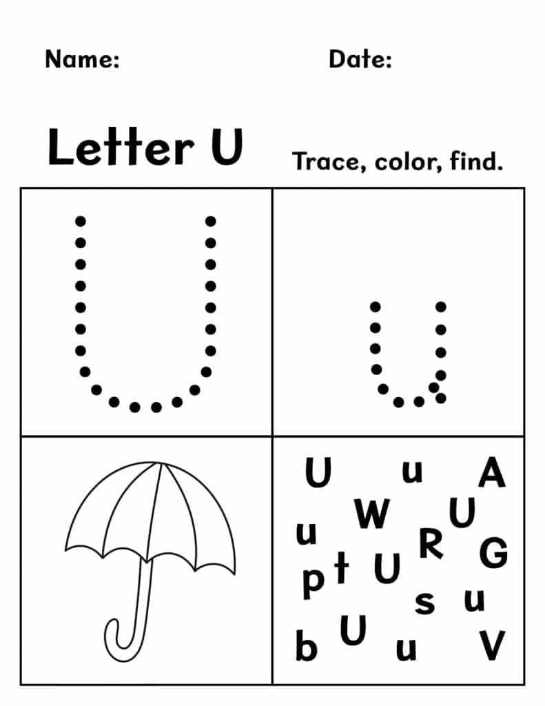 Free Letter U Worksheets For Preschool ⋆ The Hollydog Blog within Free Printable Letter U Worksheets For Preschool