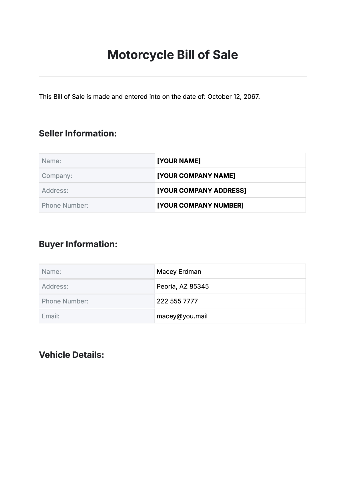 Free Motorcycle Bill Of Sale Template To Edit Online intended for Printable Bill Of Sale For A Motorcycle