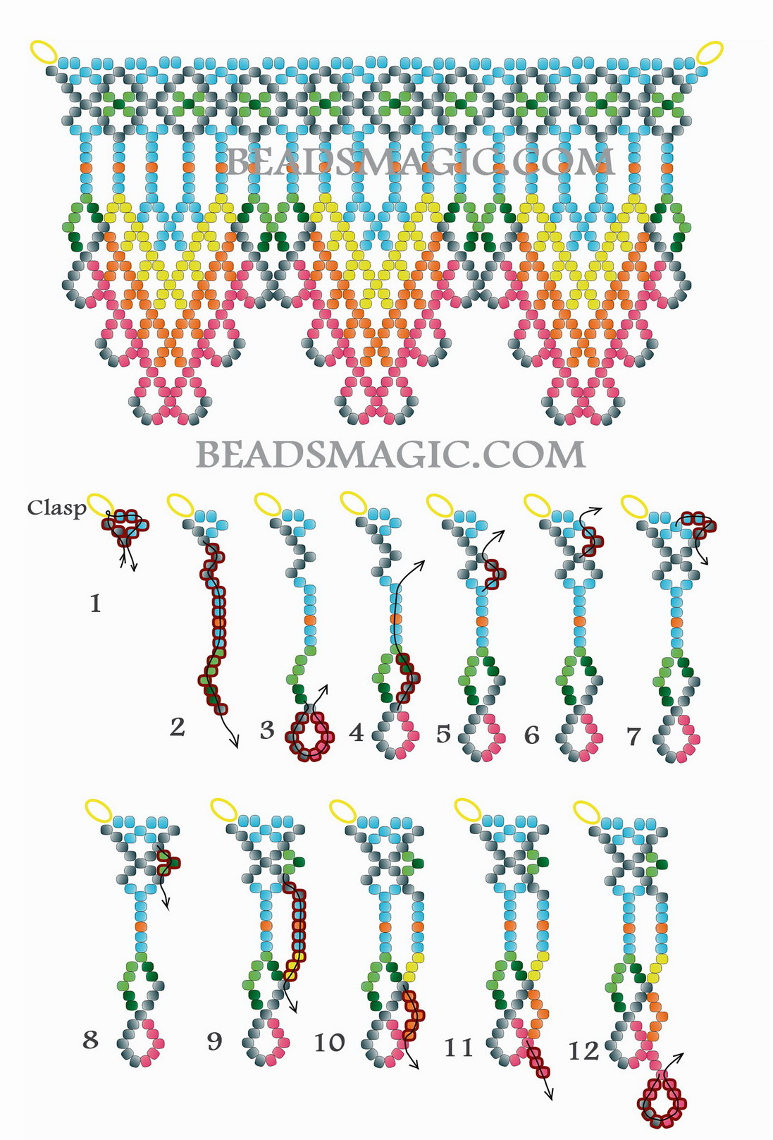 Free Pattern For Native American Necklace Amitola - Beads Magic intended for Printable Native American Bead Patterns