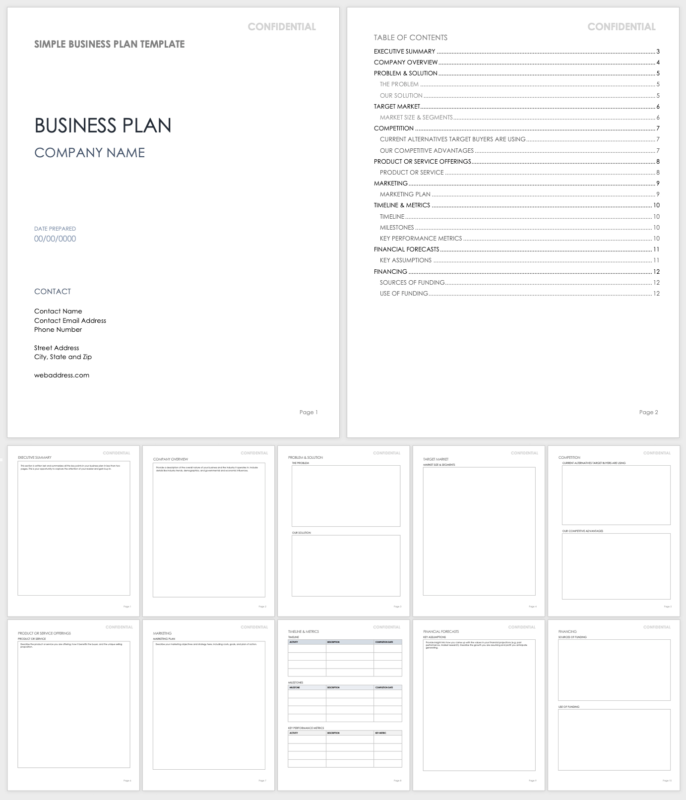 Free Pdf Business Plan Templates | Smartsheet inside Printable Business Plan Template