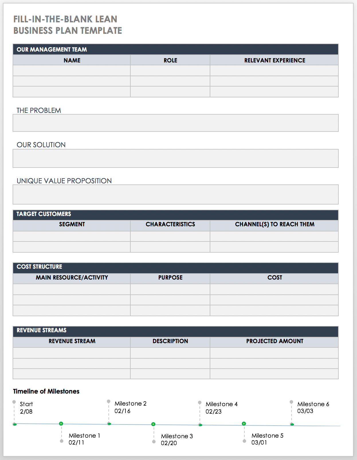 Free Pdf Business Plan Templates | Smartsheet with Printable Business Plan Template