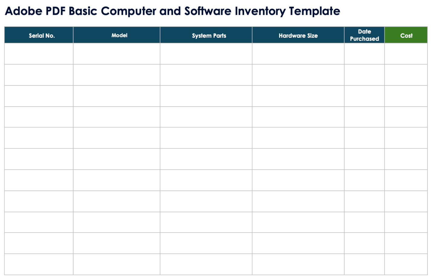 Free Pdf Inventory Sheets & Templates - Editable & Printable for Free Printable Blank Inventory Sheets