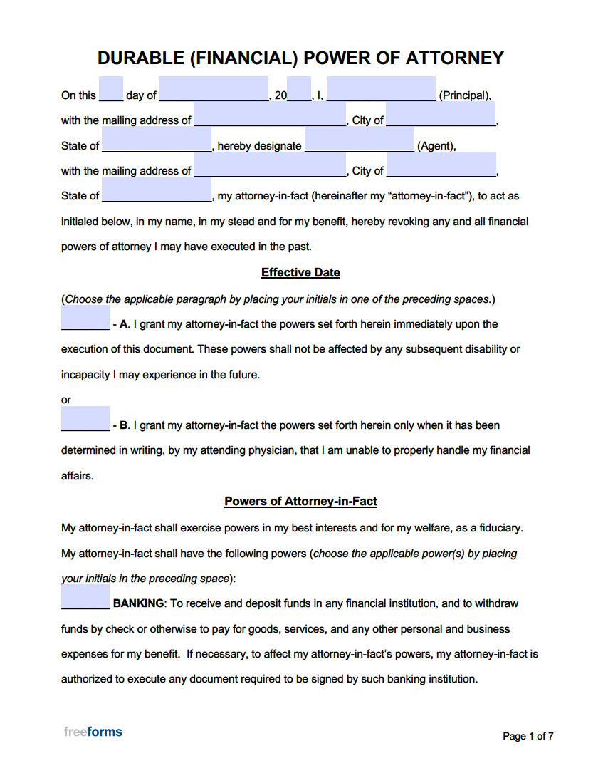 Free Power Of Attorney Forms | Pdf | Word throughout Pdf Printable Power of Attorney Form