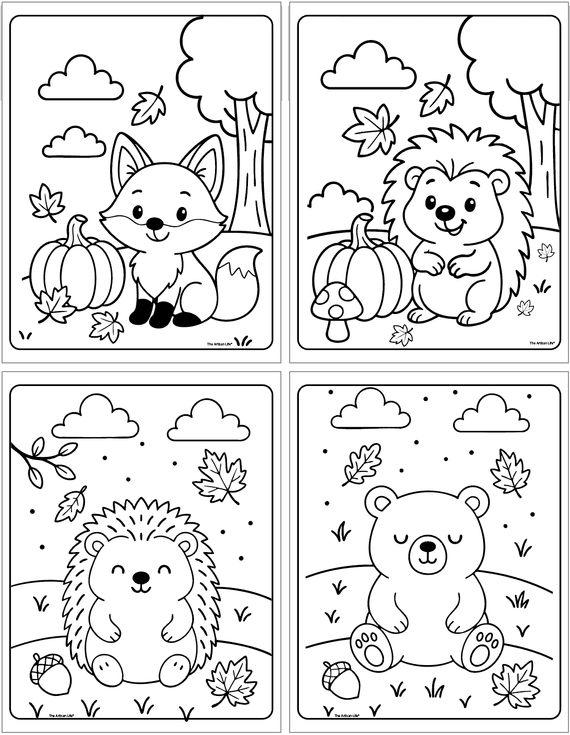 Free Printable Bold & Easy Fall Coloring Pages - The Artisan Life with Free Printable Fall Activity Pages