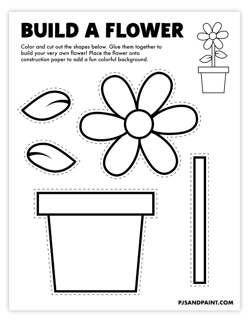 Free Printable Build A Flower Activity - Pjs And Paint pertaining to Spring Cut And Paste Printables