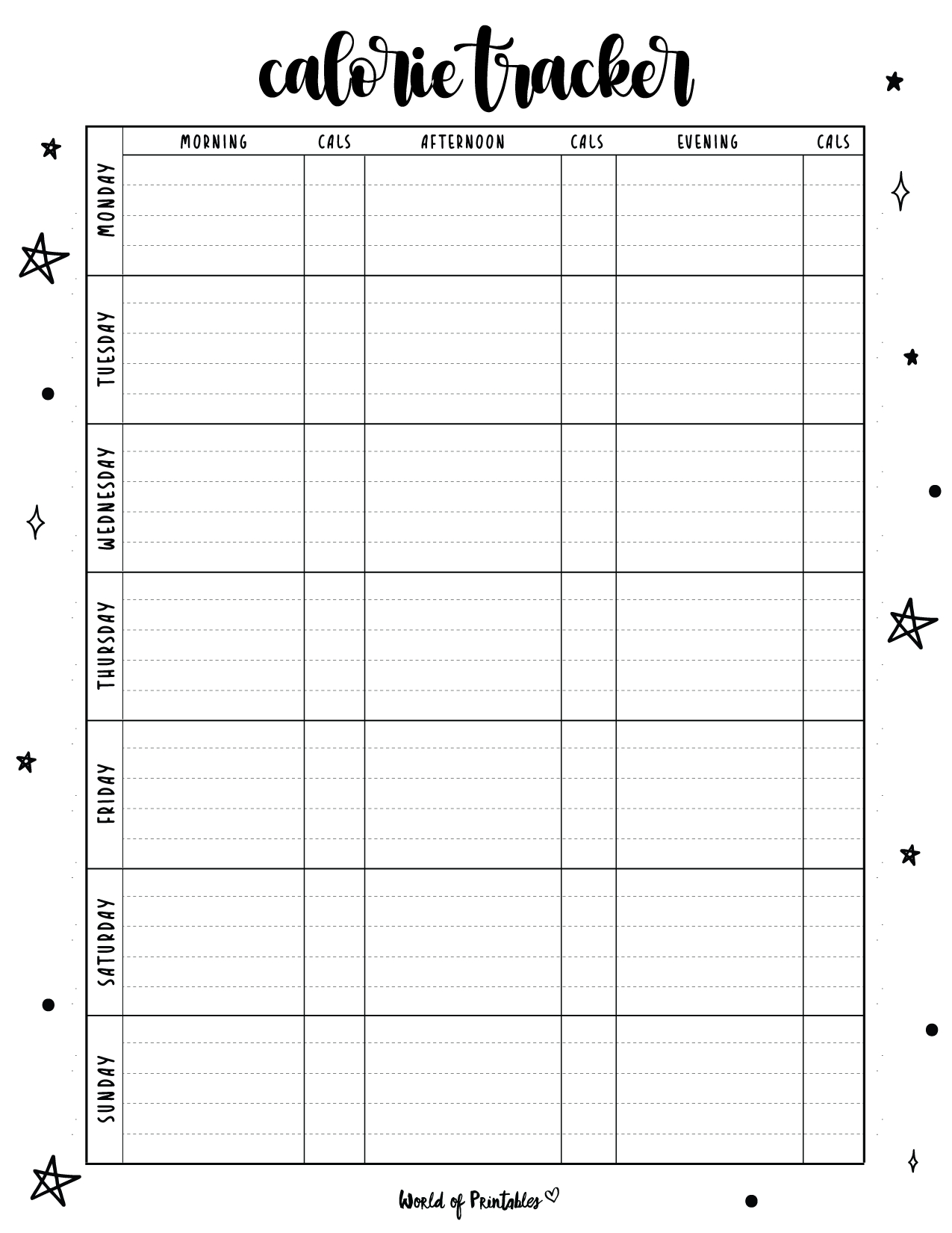 Free Printable Calorie Tracker - World Of Printables with regard to Free Printable Calorie Counter Sheet