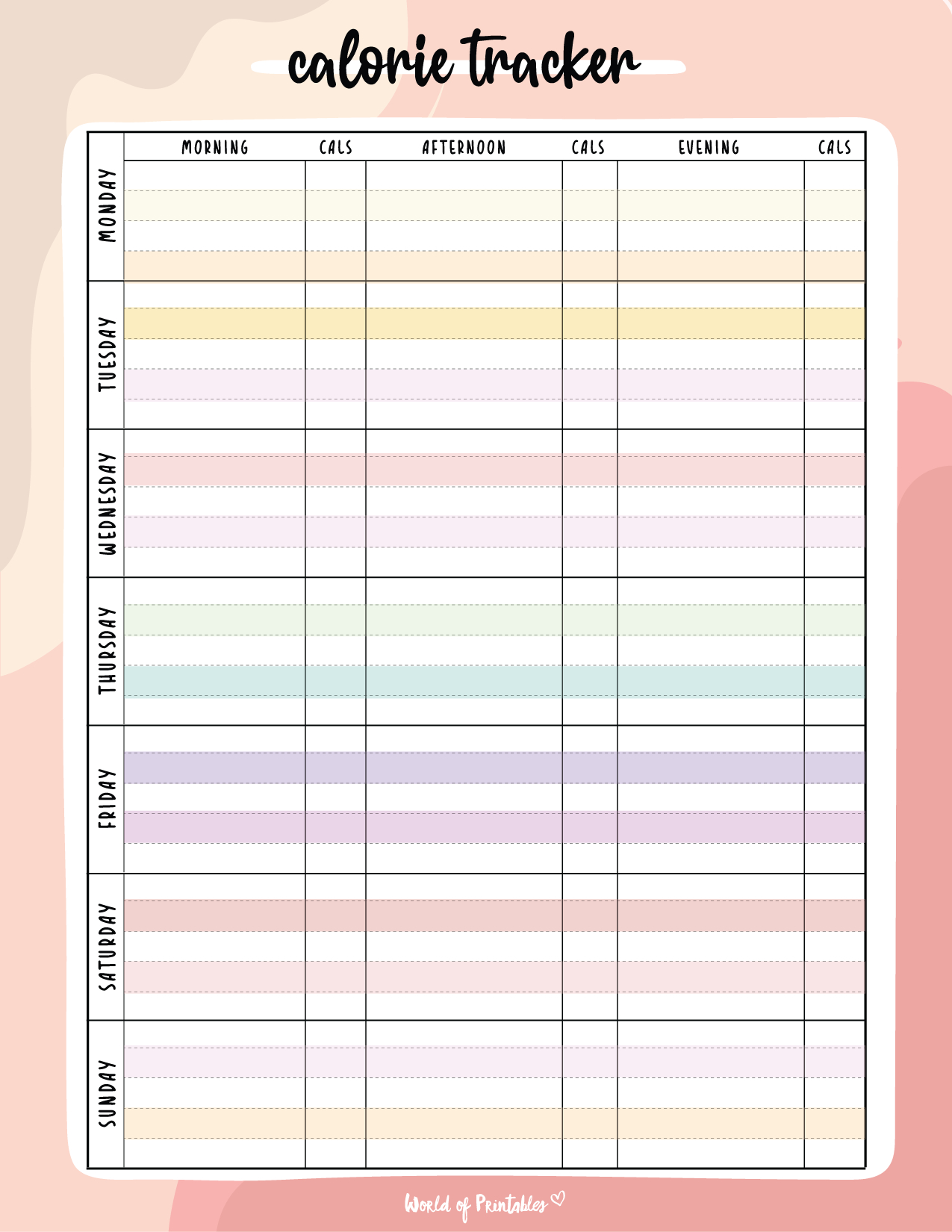 Free Printable Calorie Tracker - World Of Printables within Free Printable Calorie Counter Sheet