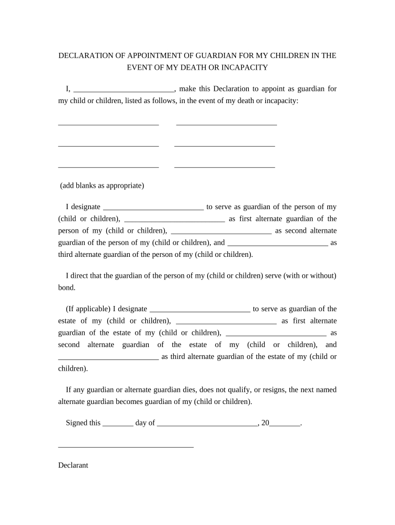 Free Printable Child Guardianship Forms In Case Of Death: Fill Out with Free Printable Child Guardianship Forms in Case of Death