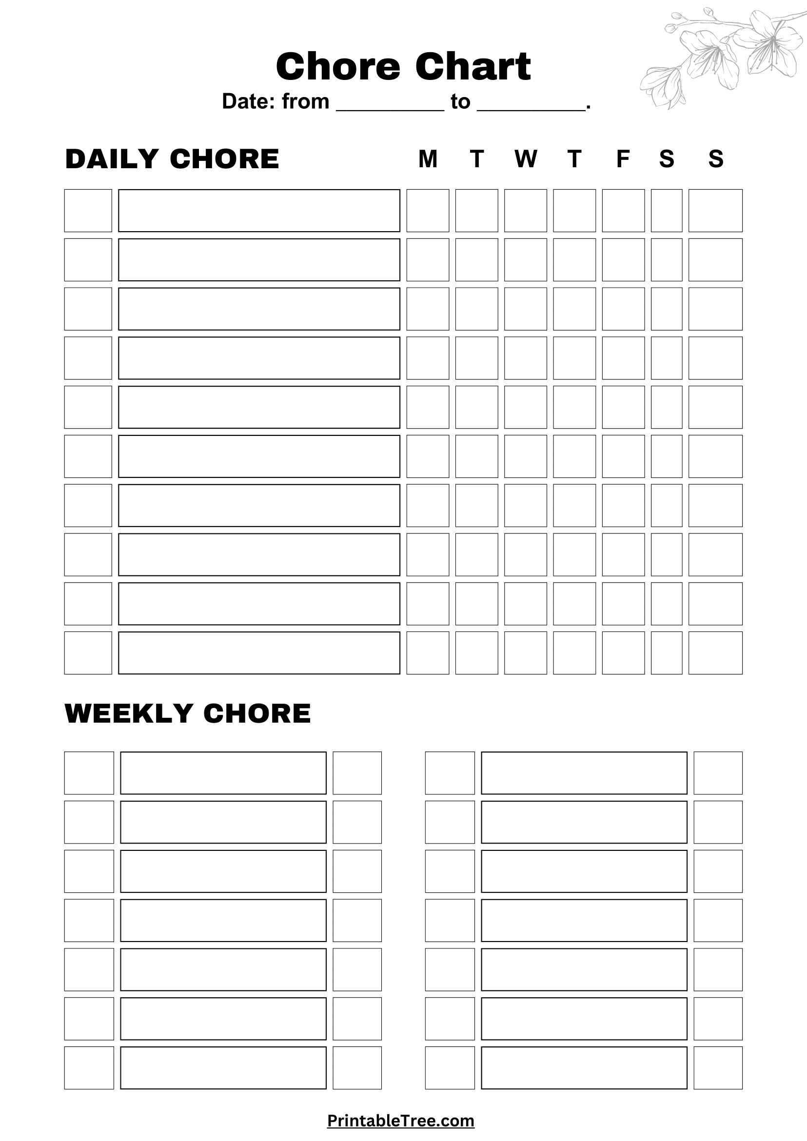Free Printable Chore Chart Pdf Template For Kids with regard to Free Printable Printable Chore Chart