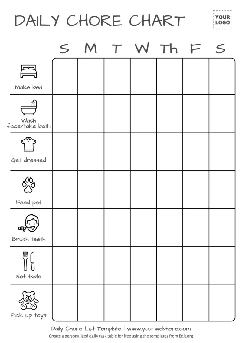 Free Printable Chore List Templates throughout Free Printable Printable Chore Chart