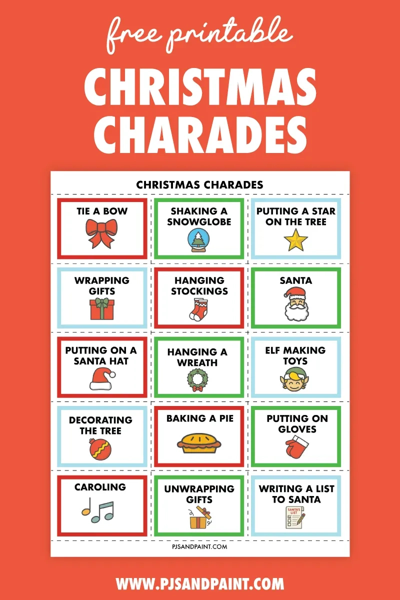 Free Printable Christmas Charades - Pjs And Paint regarding Free Printable Christmas Charades Game