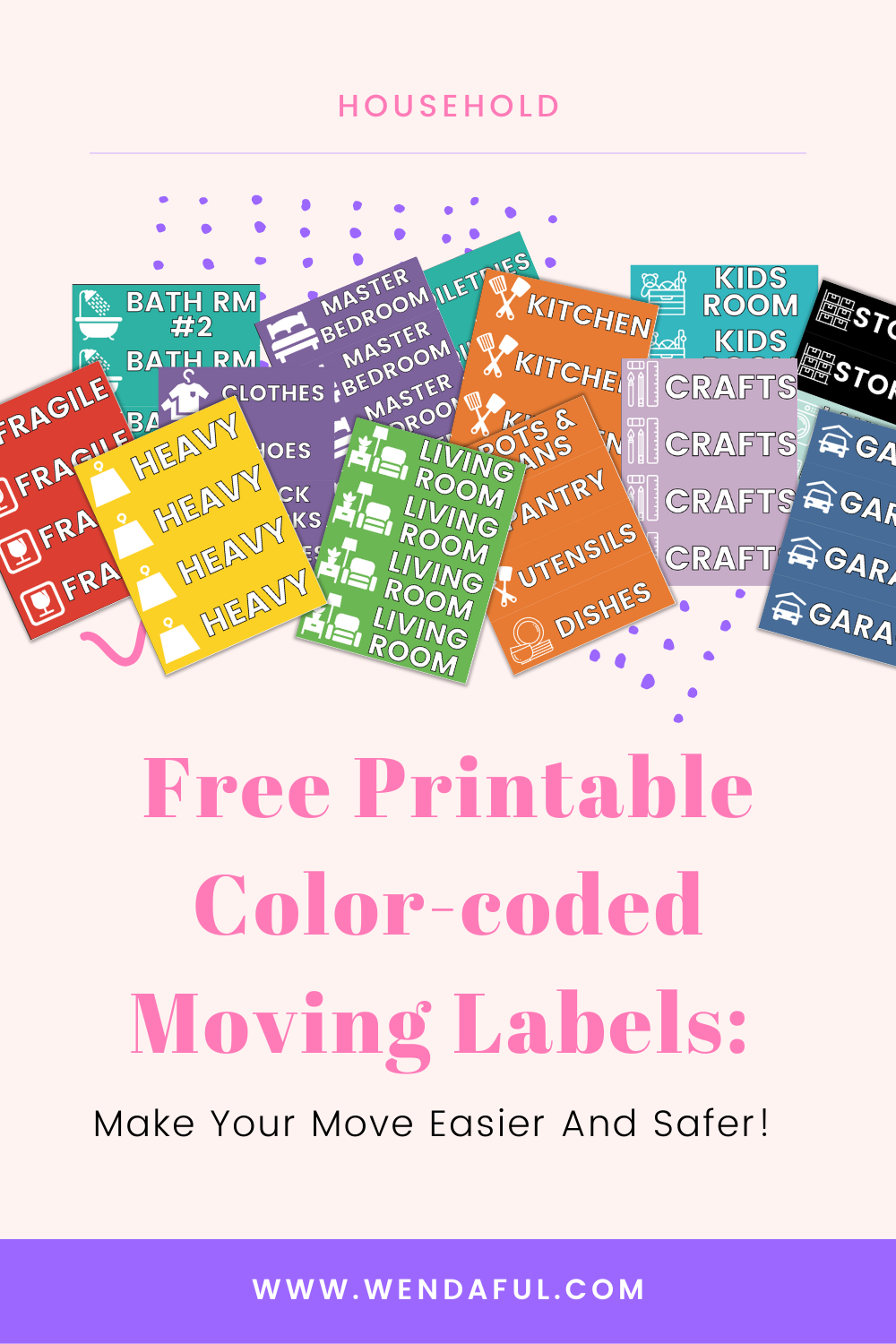 Free Printable Color-Coded Moving Labels: Make Your Move Easier with regard to Printable Labels For Moving Boxes