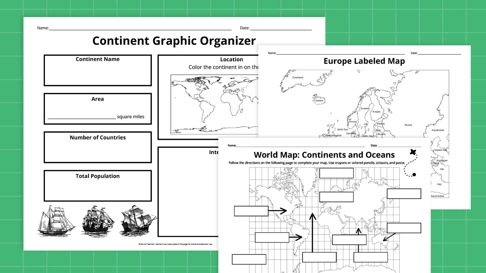 Free Printable Continents And Oceans Map Bundle intended for Free Printable Map Of The Continents And Oceans