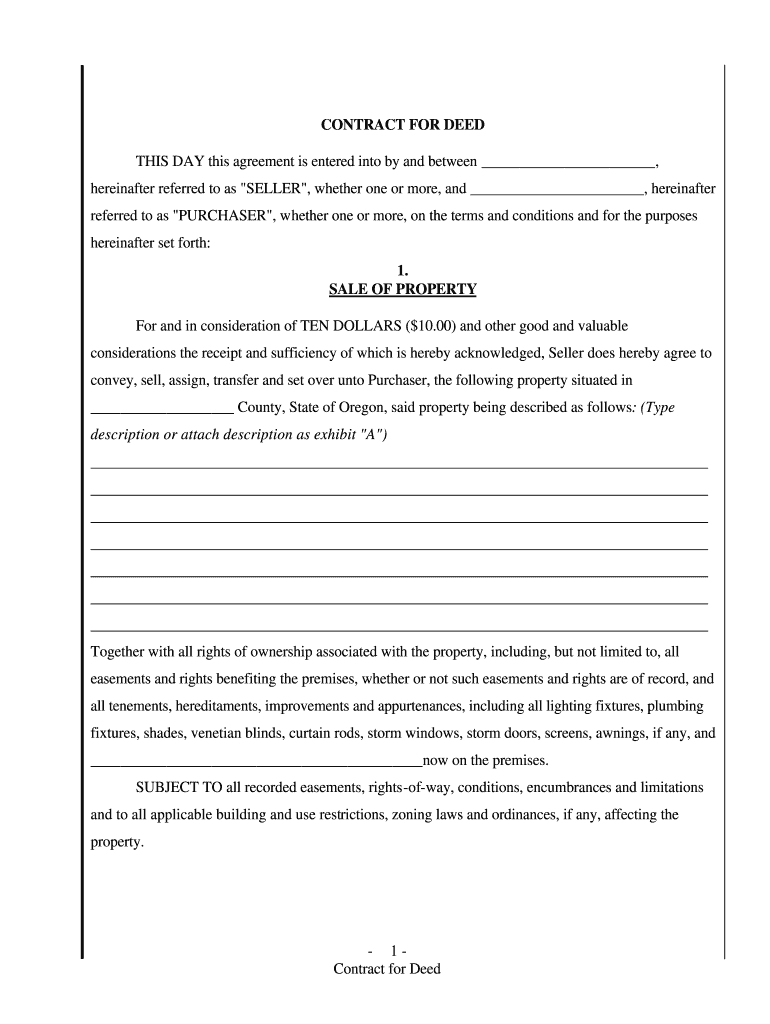 Free Printable Contract For Deed Template: Fill Out & Sign Online with Free Printable Contract For Deed Template