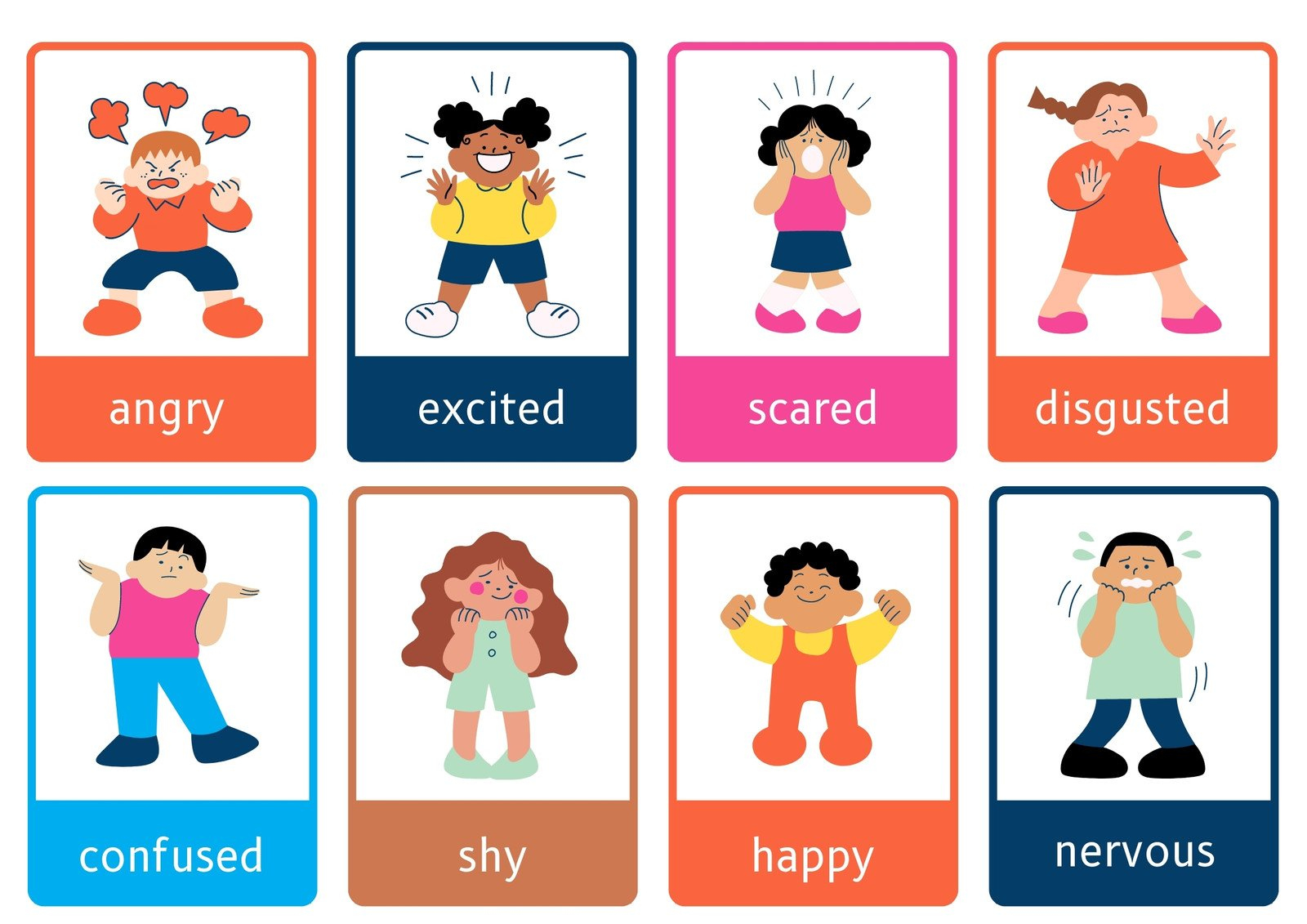 Free Printable Custom Emotions Flashcard Templates | Canva for Free Printable Emotion Faces For Preschool