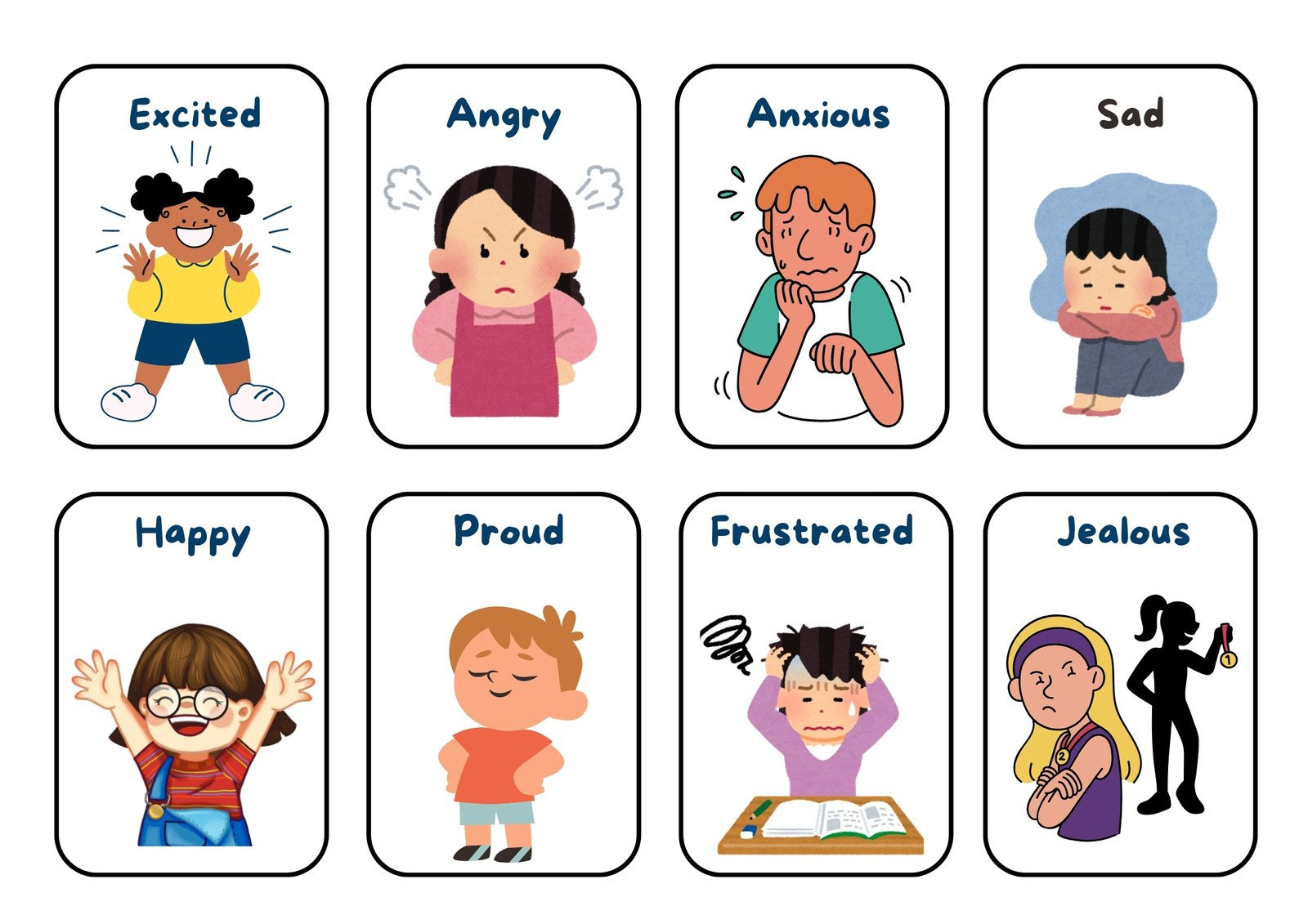 Free Printable Custom Emotions Flashcard Templates | Canva within Free Printable Emotion Faces For Preschool