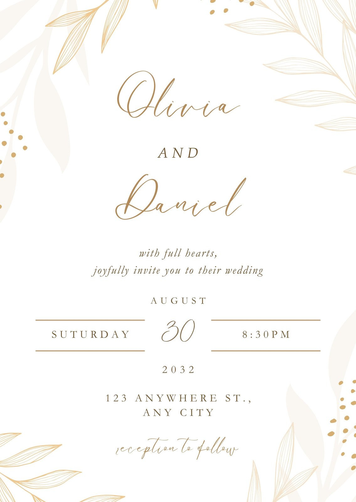 Free Printable Elegant Wedding Invitation Templates | Canva in Free Printable Wedding Invitation Template