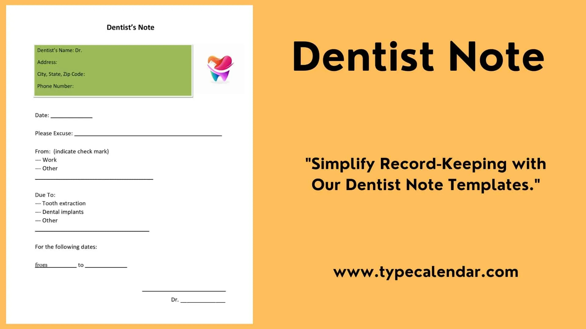 Free Printable Fake &amp;amp; Real Dentist Note Templates [Pdf, Word] For pertaining to Free Printable Dentist Excuse Note