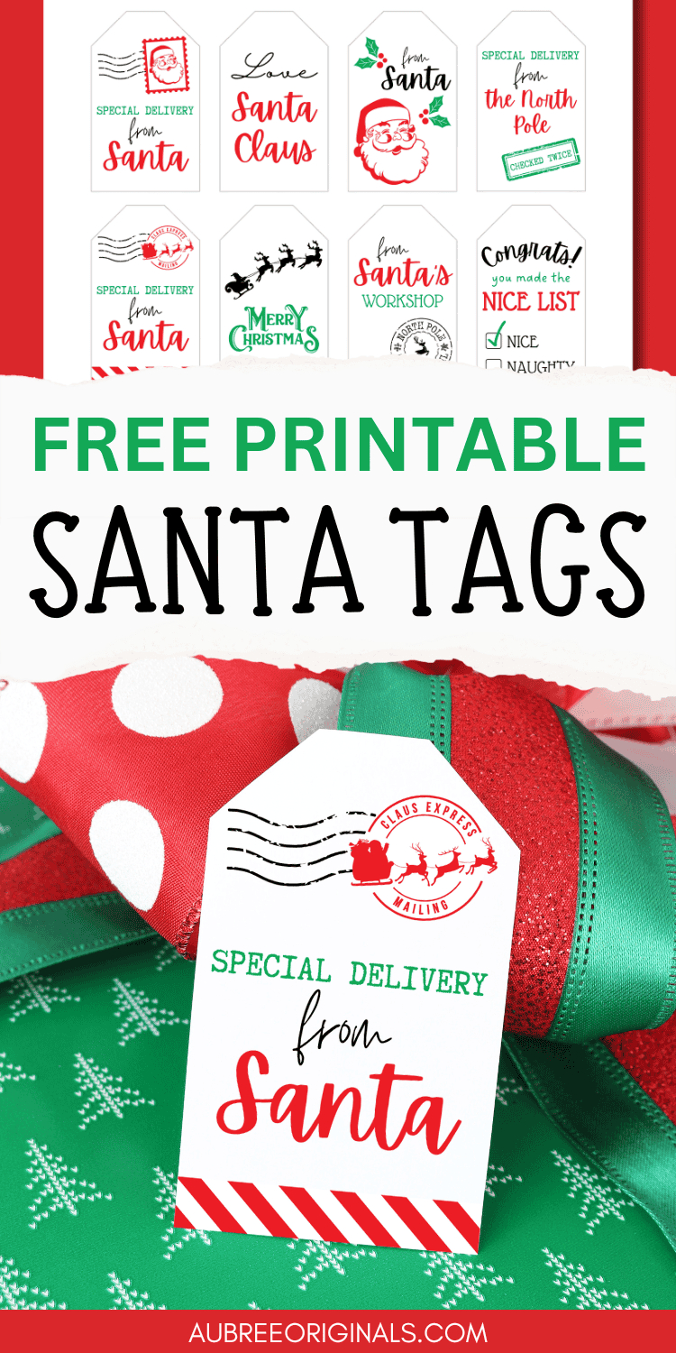 Free Printable "From Santa" Gift Tags For Christmas - Aubree Originals intended for Free Printable Secret Santa Labels