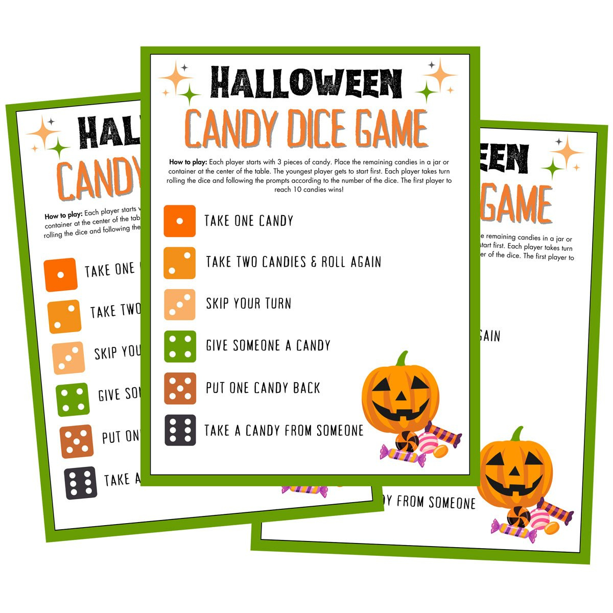 Free Printable Halloween Candy Dice Game For Kids - Scattered within Candy Dice Game Free Printable