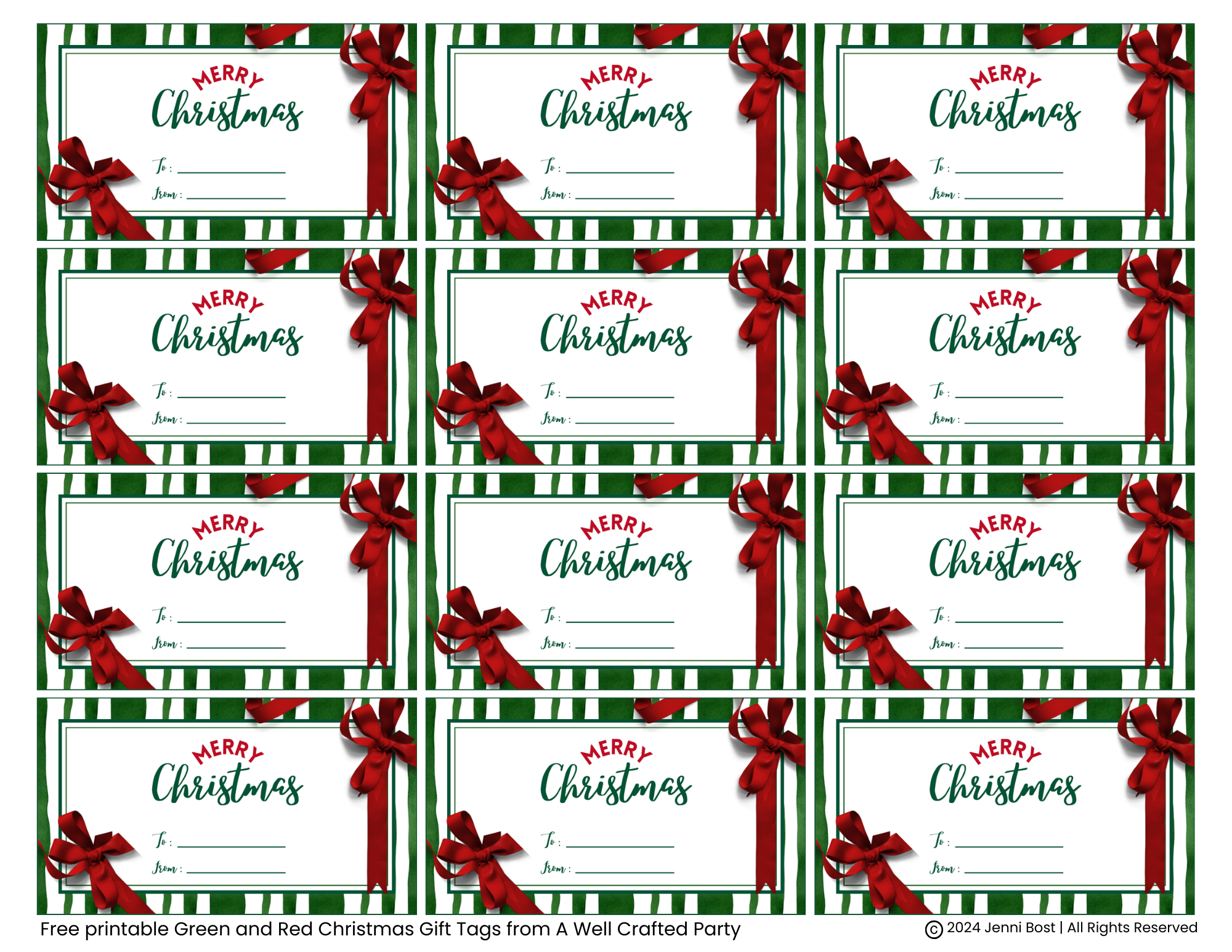 Free Printable Holiday Gift Tags – A Well Crafted Party regarding Free Christmas Tags Printable Templates
