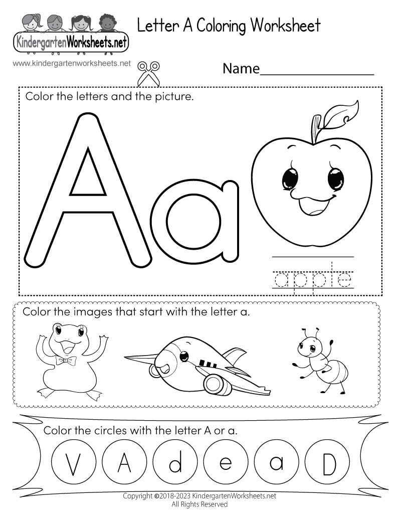 Free Printable Letter A Coloring Worksheet regarding Letter A Free Printable Worksheets