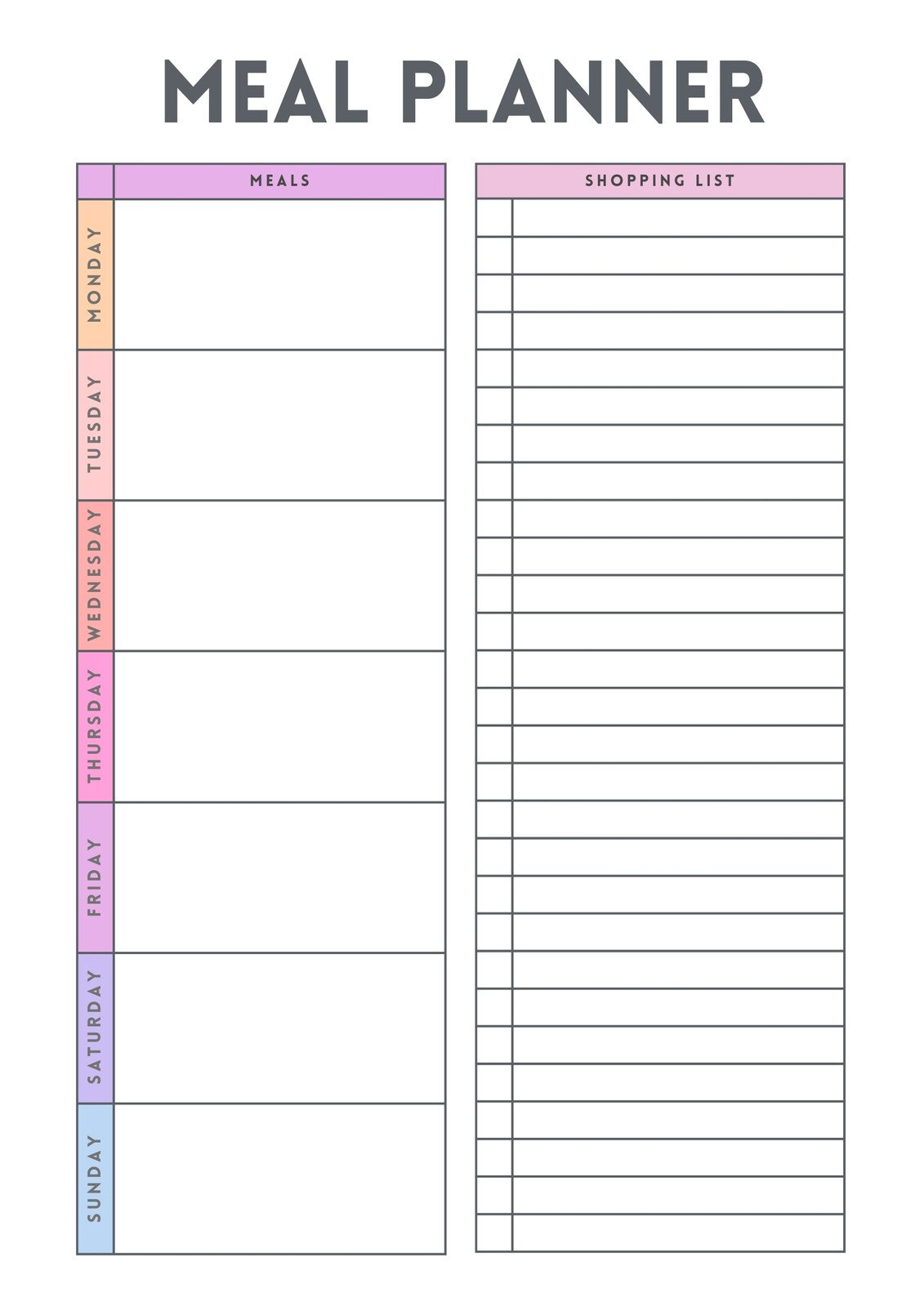 Free Printable Meal Planner Templates To Edit Online | Canva pertaining to Free Weekly Menu Planner Printable