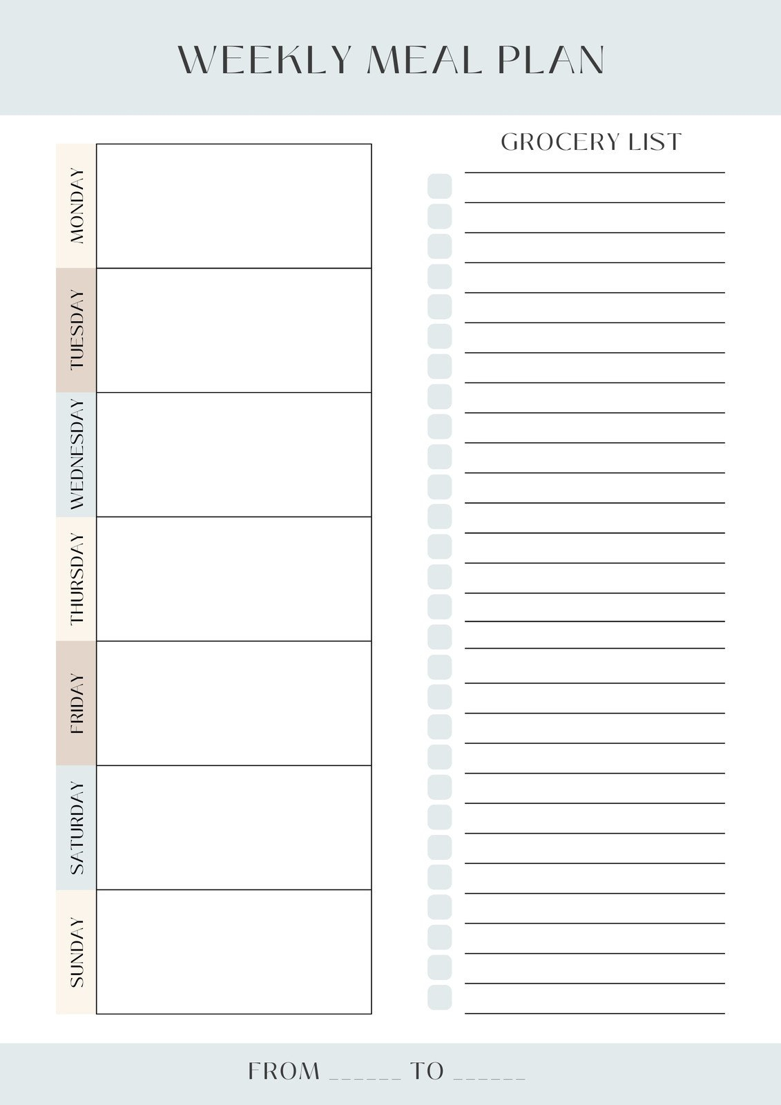 Free Printable Meal Planner Templates To Edit Online | Canva with regard to Weekly Menu Planner Printable Free