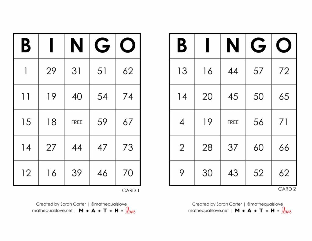 Free Printable Pdf Bingo Cards And Call Sheet (1-75) inside Free Printable Bingo Cards