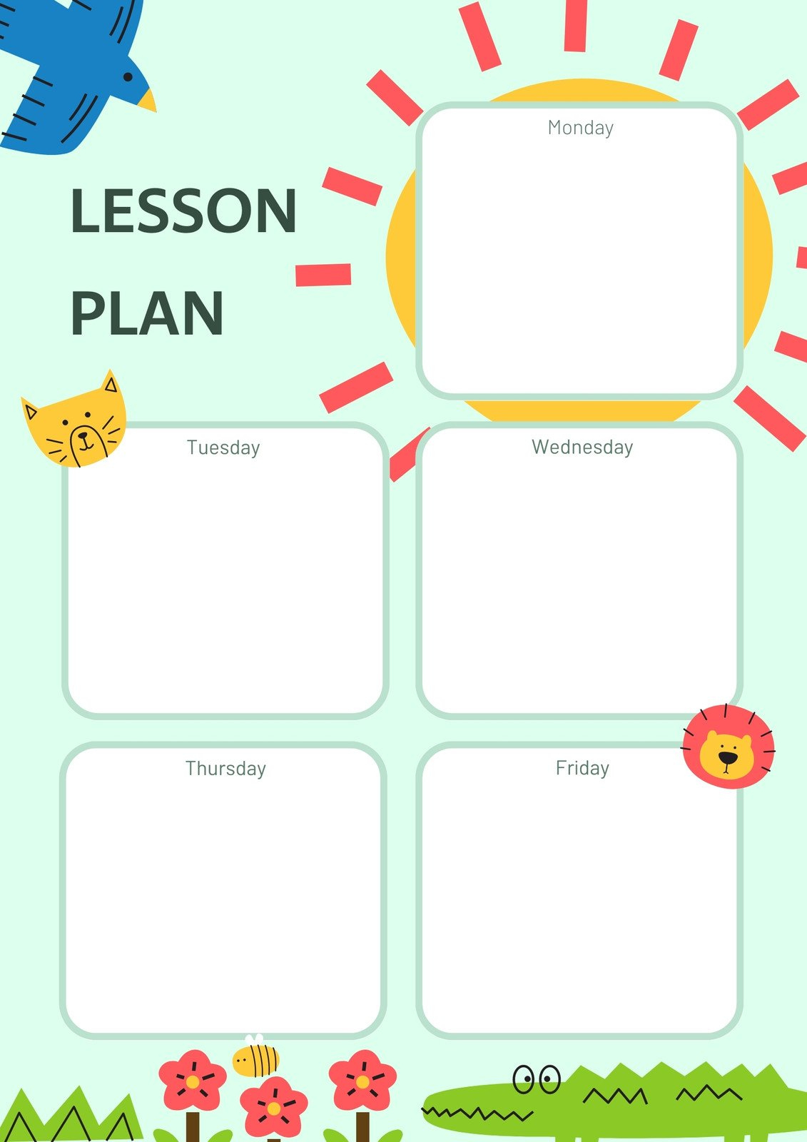 Free Printable Preschool Lesson Plan Templates | Canva inside Free Printable Lesson Plans For Preschoolers