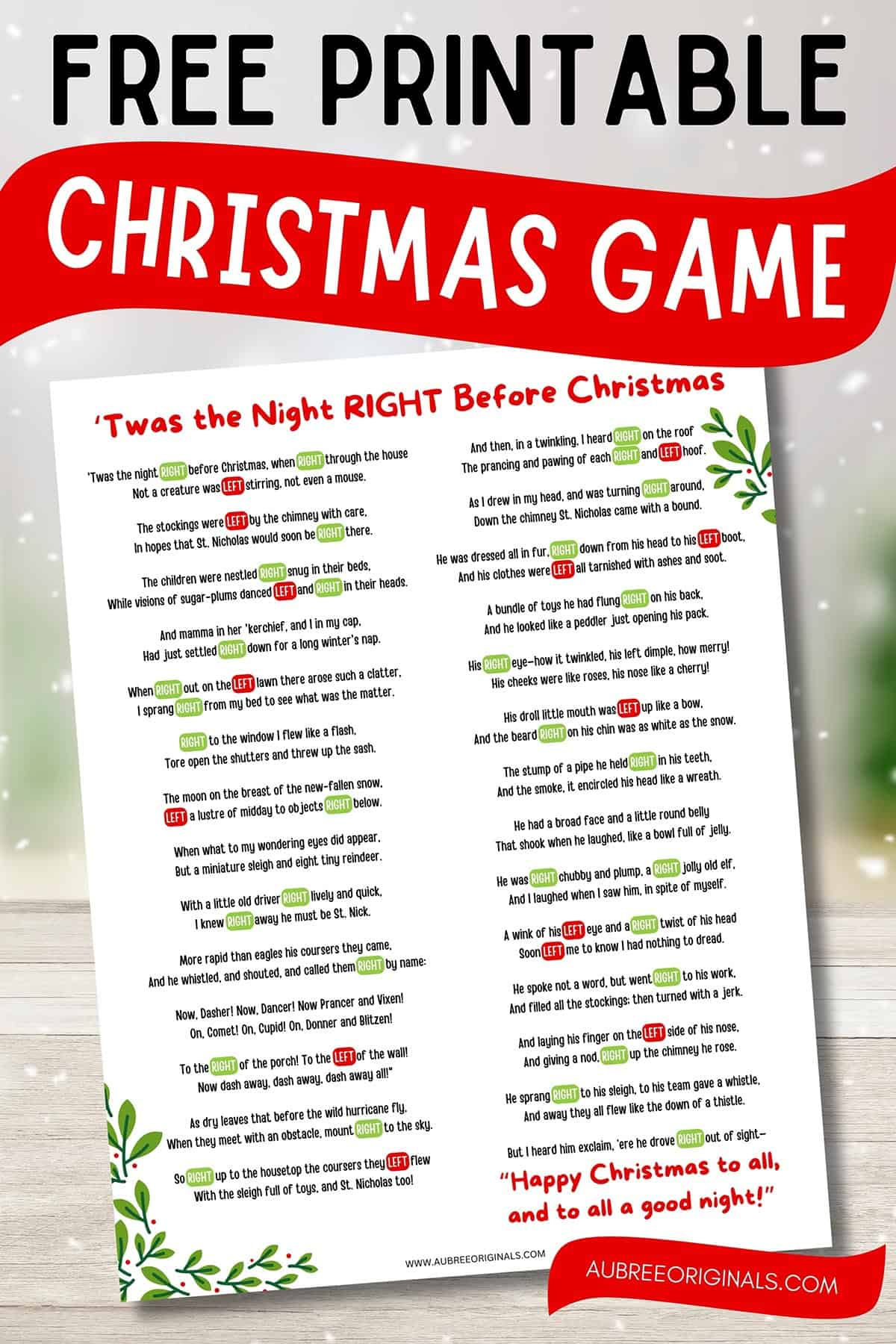 Free Printable Right Left Christmas Game Story - Aubree Originals with Free Printable Left Right Games For Christmas