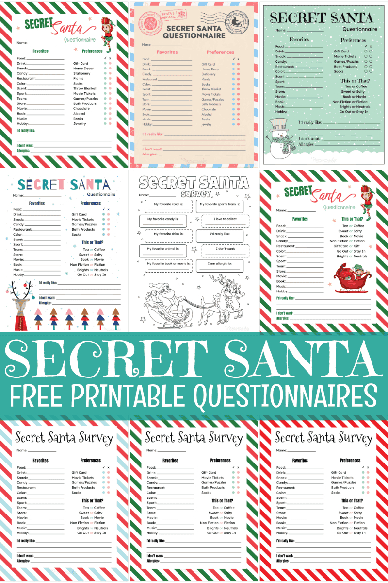 Free Printable Secret Santa Form regarding Free Printable Secret Santa Questionnaire Form For Adults