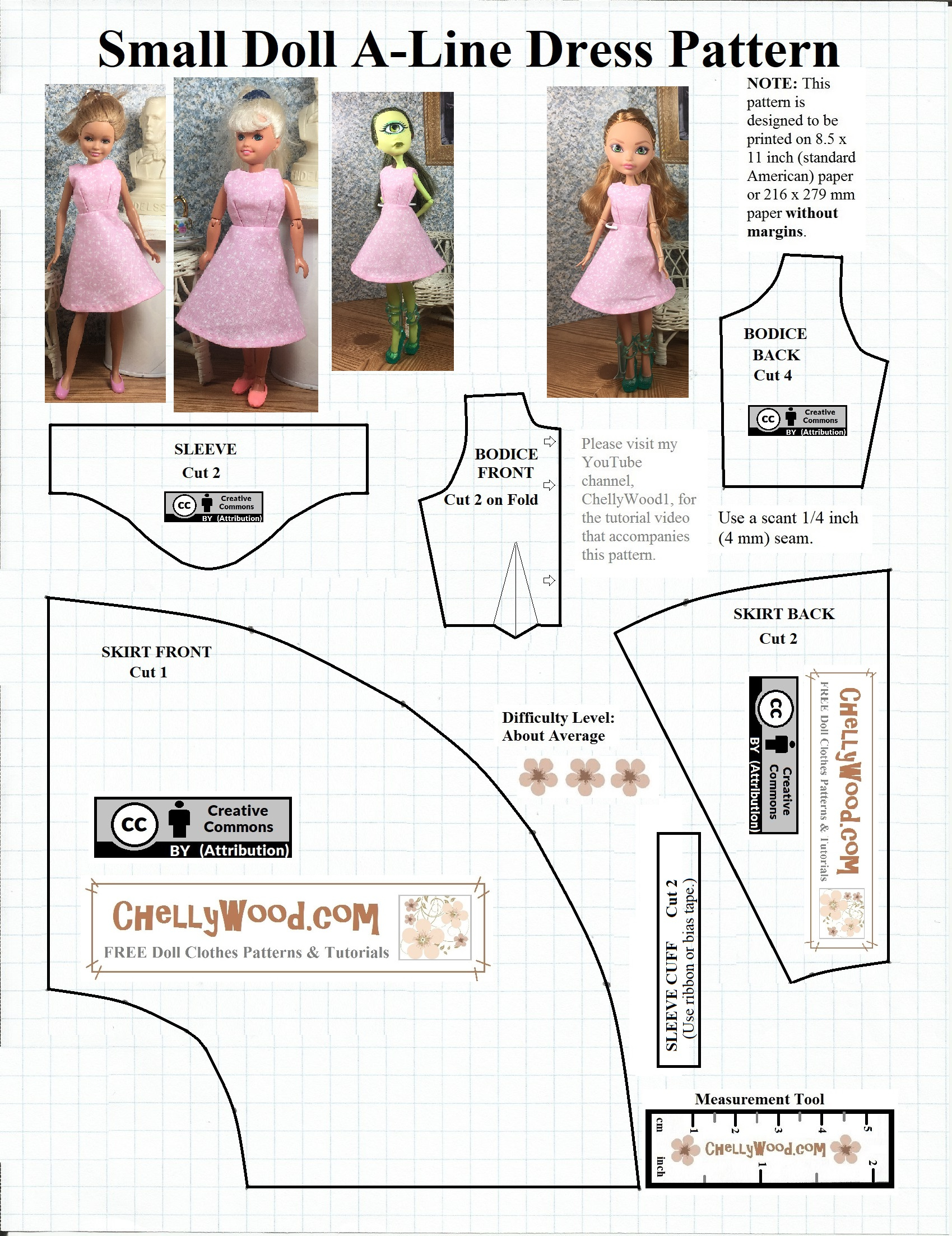 Free Printable #Sewing Pattern For Small #Dolls - Free Doll with Free Printable Doll Clothes Patterns For 18 Inch Dolls