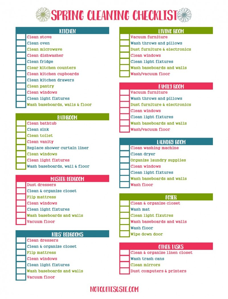 Free Printable Spring Cleaning Checklist - {Not Quite} Susie Homemaker regarding Free Printable Spring Cleaning Checklist