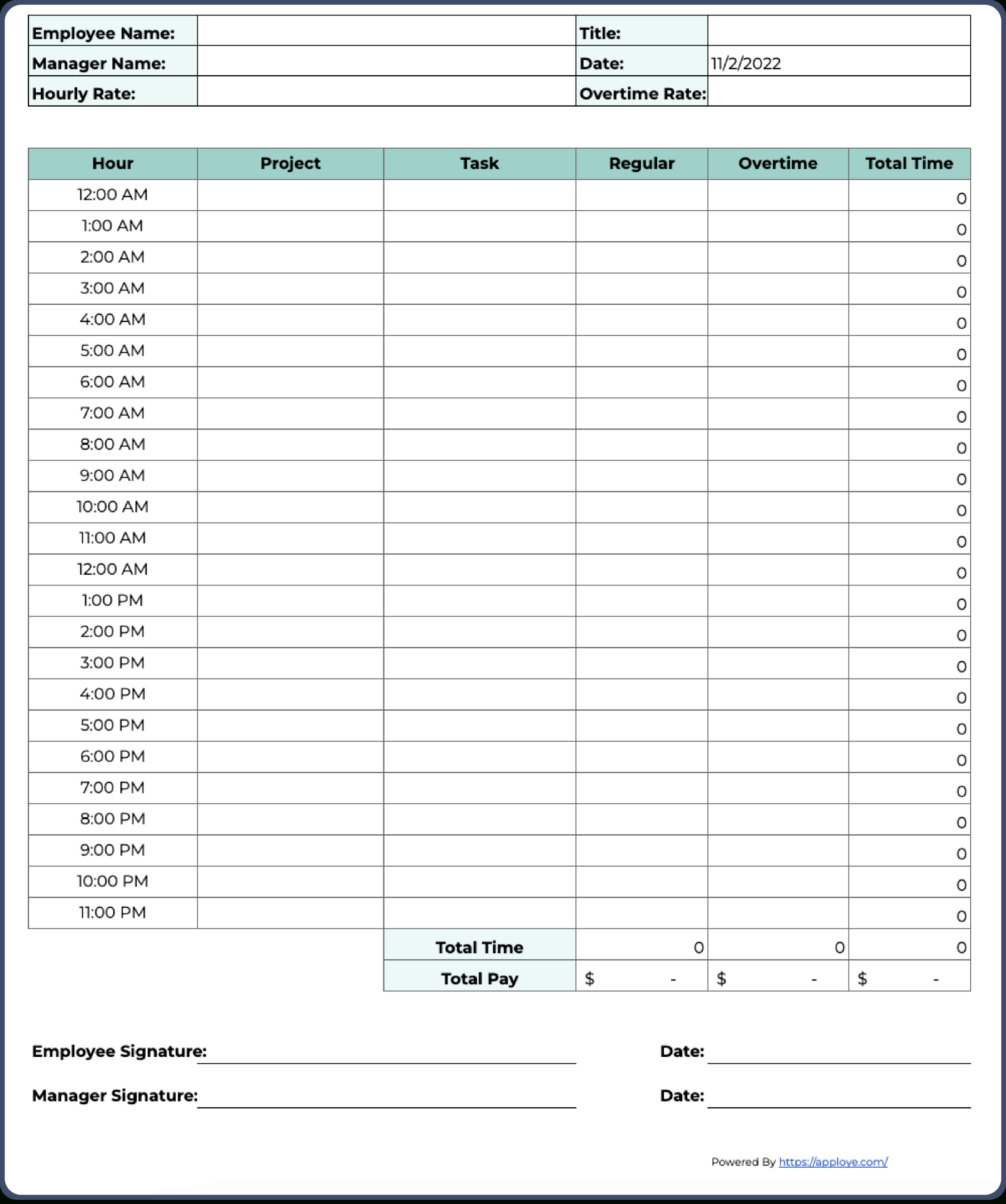 Free Printable Timesheet Templates (Excel, Word, Pdf) regarding Free Printable Weekly Time Sheet