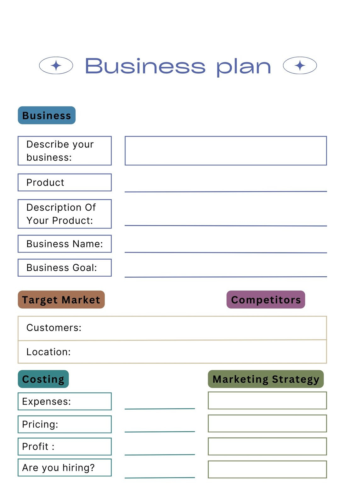 Free Simple Business Plan Templates To Edit And Print | Canva throughout Printable Business Plan Template