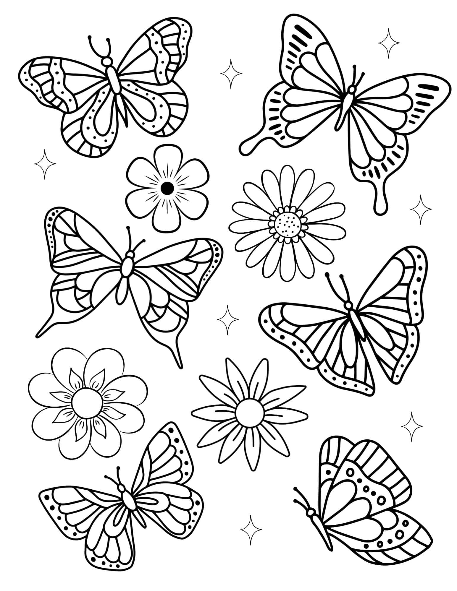 Free Simple Butterfly Coloring Pages - Little Moon within Free Printable Pictures Of Flowers And Butterflies