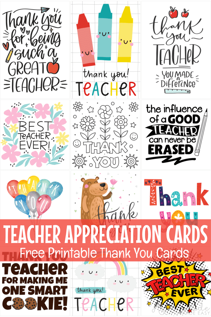 Free Teacher Appreciation Cards & Thank You Cards For Teachers 2025 in Free Printable Appreciation Cards For Teachers