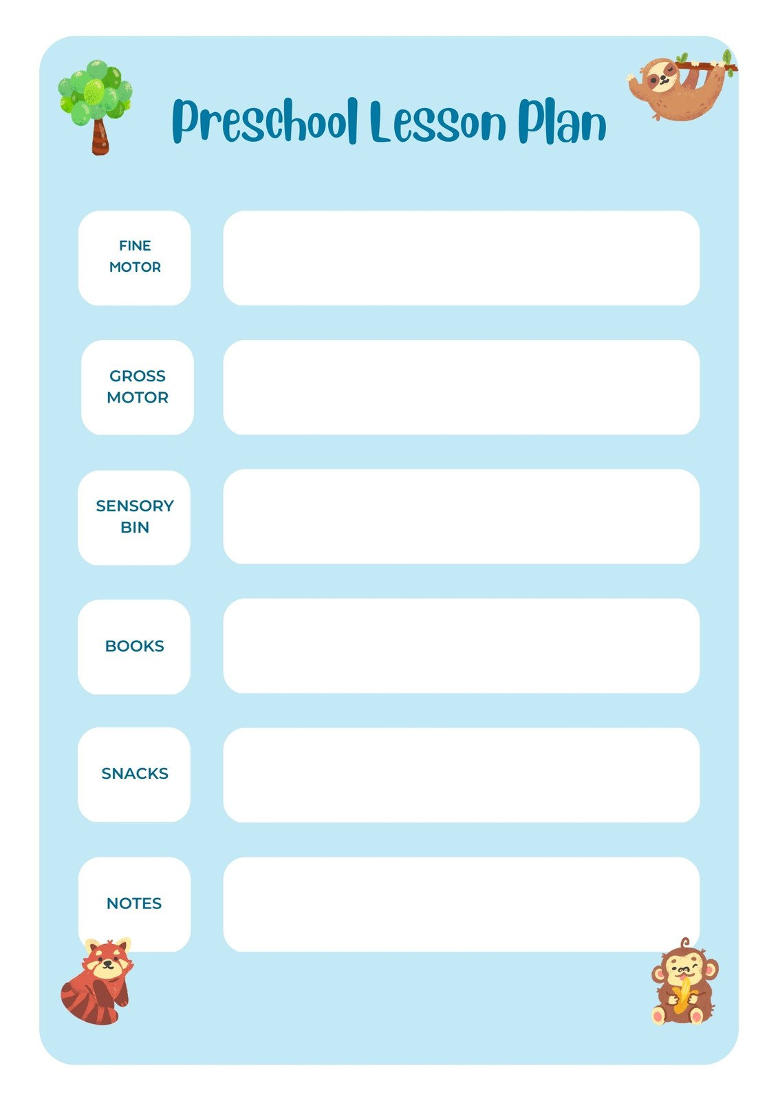 Free To Print Preschool Weekly Lesson Plan Templates | Canva inside Free Printable Lesson Plans For Preschoolers