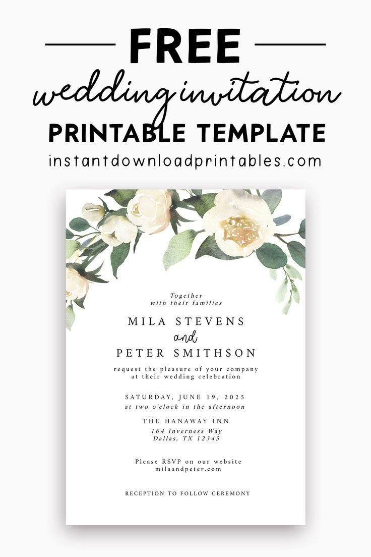 Free Wedding Invitation Templates - Instant Download Printables intended for Free Printable Wedding Invitation Template