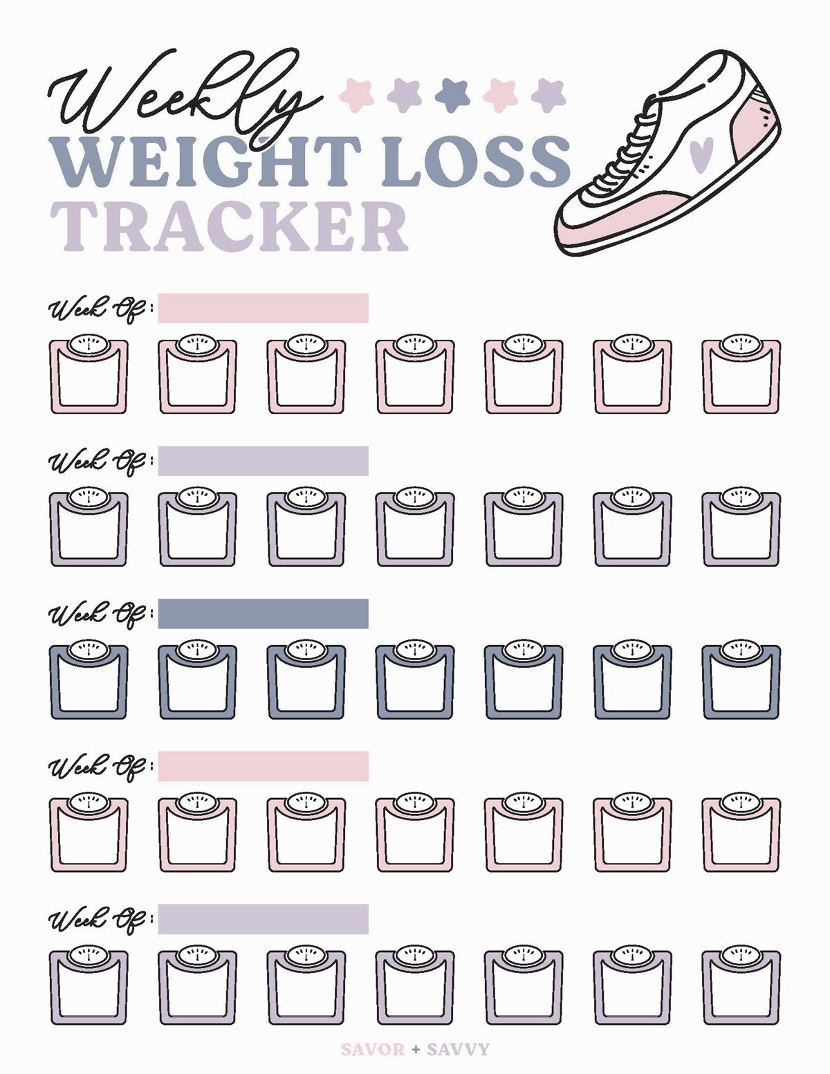 Free Weight Loss Tracker Printable - Savor + Savvy with regard to Weight Loss Tracker Printable Free Download