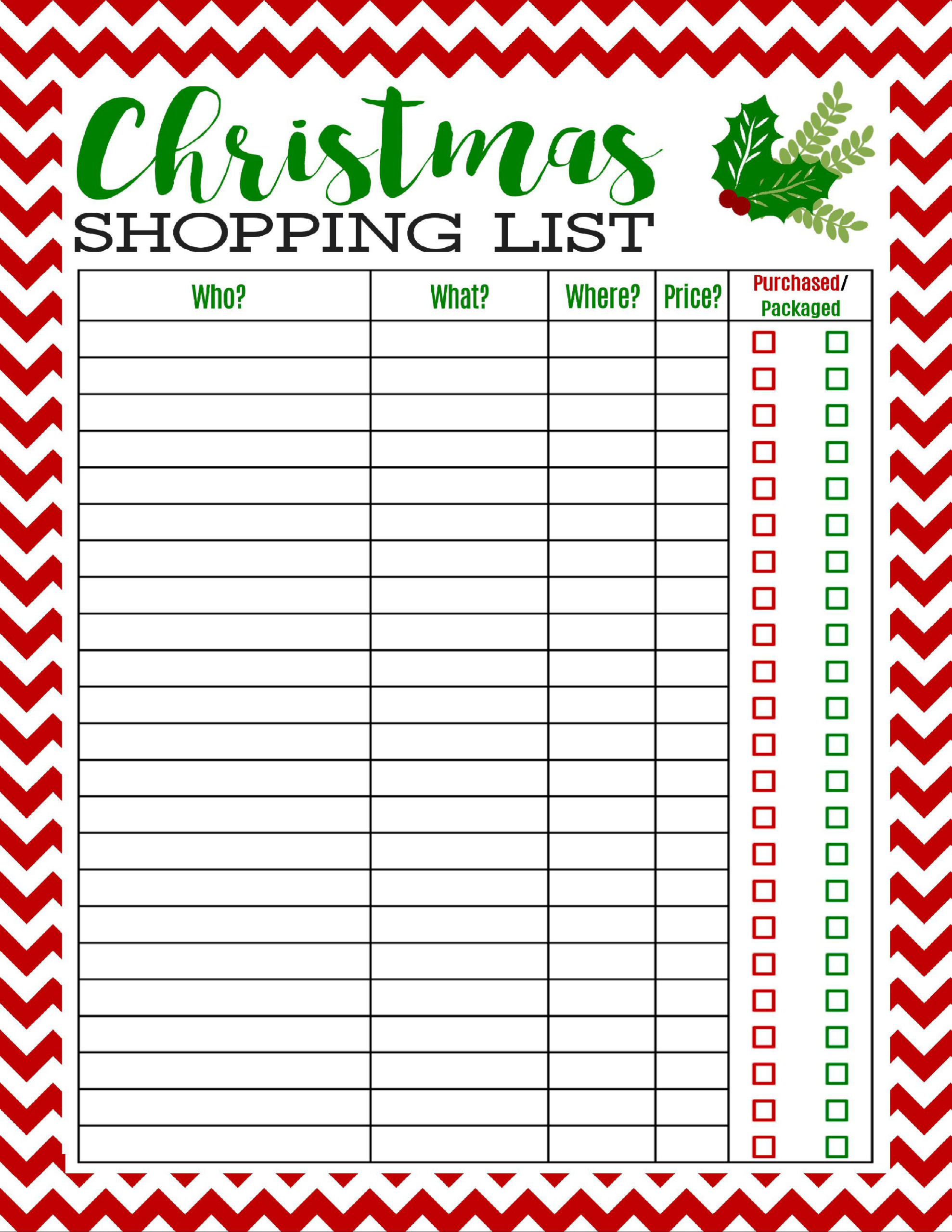 Freebie Printable Christmas Shopping List - Mom 4 Real throughout Christmas Shopping List Printable Free